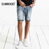 SIMWOOD 2017 Summer New  Denim Shorts Men Fashion Hole Ripped Jeans Slim Fit Brand Clothing ND017006
