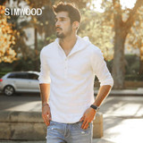 SIMWOOD 2017 Spring Summer Thin Hoodies Men 100% Pure Linen Sweatshirts Fashion Slim Fit Brand Clothing CS1588