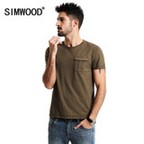 SIMWOOD 2017 Spring Summer New Arrival T Shirts Men 100% Pure Cotton Pocket Short Sleeve Tees TD1154