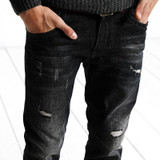 SIMWOOD 2017 New Winter Jeans Men  Fashion Hole Denim Pants Casual Trousers Slim Fit  Brand Clothing High Quality SJ6076