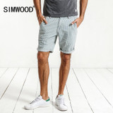 SIMWOOD 2017 New Summer New Denim Shorts Men Striped 100% Pure Cotton Slim Fit Vintage Knee Length Brand Clothing ND017012