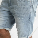 SIMWOOD 2017 New Summer  Casual Shorts Men  Cotton Striped Denim knee Length  Jeans Vintage Scratched Brand Clothing  ND017004
