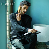 SIMWOOD 2017 Autumn Winter Sweater Men Pull Homme Slim Fit Turtleneck Brand Pullovers Black Knitted Sweater Plus Size MT017027