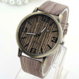 Simulated Wooden Men's Watches Women Wood Leather Strap Quartz Wristwatch Women Wristwatch  Clock Fashion Hour