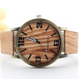 Simulated Wooden Men's Watches Women Wood Leather Strap Quartz Wristwatch Women Wristwatch  Clock Fashion Hour