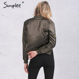 Simplee Winter cotton label pilot jacket coat Casual short top basic parka Women autumn cool padded biker bomber jacket veste