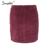 Simplee Vintage high waist skirts womens bottom Short boho style chic pencil skirt female Embroidery autumn sexy mini skirt