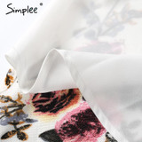 Simplee Vintage floral print long skirts women Summer elegant beach maxi skirt Boho high waist asymmetrical skirt