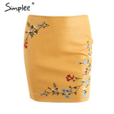 Simplee Vintage embroidery leather skirt women Elegant zipper PU pencil skirt 2017 Autumn fashion streetwear mini skirt Simplee Vintage embroidery leather skirt women Elegant zipper PU pencil skirt 2017 Autumn fashion streetwear mini skirt