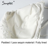Simplee V neck sequined lace jumpsuit romper women Sexy backless padded party overalls Summer sleeveless playsuit