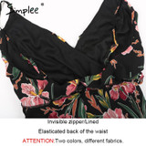 Simplee V neck ruffle floral print summer dress women Backless strap boho dress long Sleeveless split maxi beach dress vestidos