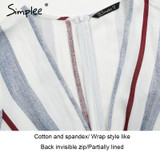 Simplee V neck stripe ruffle summer dress women Wrap style cotton short dress 2018 Streetwear casual dress female vestidos