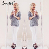 Simplee Summer style white hole ripped jeans Women jeggings cool denim high waist pants capris Female skinny black casual jeans