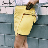 Simplee suede leather pencil skirt High waist lining skirt womens Zipper bodycon sexy short mini asymmetrical skirt summer