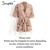 Simplee Summer beach floral print sexy jumpsuit romper Sexy v neck half butterfly sleeve overalls Streetwear playsuit leotard