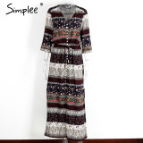 Simplee Sexy split boho paisley print dress Women vintage strappy long dress Summer causal maxi beach dress vestidos 2016