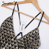 Simplee Sexy sequin strap v neck winter party dresses women Backless zipper club dress Christmas 2017 mini dress vestidos