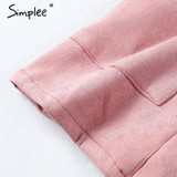 Simplee Sexy lace up suede lether dress Christmas hollow out high waist sleeveless women dress Vintage party club short dress
