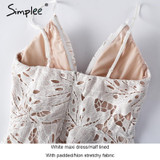 Simplee Sexy backless v neck lace dress women Casual straps high waist irregular summer dress 2017 party beach dress robe femme