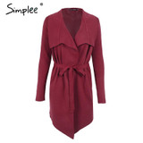 Simplee Sash elastic cardigan winter sweater women jumper Knitted cardigan female coat Soft casual sweater pull outerwear