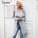 Simplee Sash elastic cardigan winter sweater women jumper Knitted cardigan female coat Soft casual sweater pull outerwear