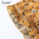 Simplee Ruffles print jumpsuit romper women Sexy v neck beach party overalls Boho summer streetwear cold shoulder playsuits