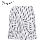 Simplee Ruffle tie up wrap skirt women Floral print dot mini skirt female Mermaid high waist casual short skirt summer 2018