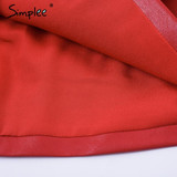Simplee Ruffle black short leather skirt High waist streetwear red mini skirt womens bottom 2017 chic autumn mini skirts