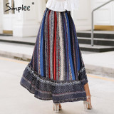 Simplee Ruffle boho print wrap skirt women Summer beach casual maxi skirt female 2018 Spring vintage high waist long skirt