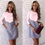 KAYWIDE 2016 Women Winter Dress Series Fashion Cute New Style Three Quarter Sleeve Patchwork Midi Dress For Women A16337