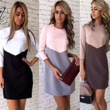KAYWIDE 2016 Women Winter Dress Series Fashion Cute New Style Three Quarter Sleeve Patchwork Midi Dress For Women A16337