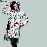 Kaximei White Duck Down Full Down Jacket Women 2017 New Arrival Printed Hooded Wear Outwear Coat 80886