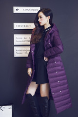 Kaximei Winter Jackets Women 100% White Duck Down long Plus Size 4XL bow sashes Slim Solid 2017 Autumn pockets Ladies Coat D3300