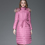 Kaximei White 90% Duck Down Full Down Jacket Women 2017 New Arrival Long Section With Cap Fur Collar Wear Outwear Coat 6061