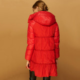 Kaximei 90% White Duck Down Full Cloak Skirt Hooded Down Jacket Women 2017 New Arrival 1258