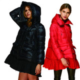 Kaximei 90% White Duck Down Full Cloak Skirt Hooded Down Jacket Women 2017 New Arrival 1258