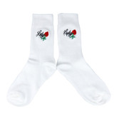 kawaii Women Embroidery White Socks Women's Cute Candy Moon Crossing Heart Chinese Love Korean Love Pattern Cotton Sock