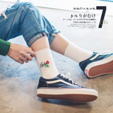 kawaii Women Embroidery White Socks Women's Cute Candy Moon Crossing Heart Chinese Love Korean Love Pattern Cotton Sock