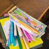 Kawaii Women Colorful Laser Transparent Cosmetic Bags Case Cosmetic Bag Makeup Pouch