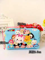 Kawaii Tsum Tsum Brown Bear Cony Rabbit Cosmetic Bag PU Storage Bag Keychain 16*10*6.5CM For Kids Christmas Gifts Brinquedos