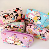 Kawaii Tsum Tsum Brown Bear Cony Rabbit Cosmetic Bag PU Storage Bag Keychain 16*10*6.5CM For Kids Christmas Gifts Brinquedos