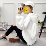 Kawaii Sweet Rabbit Ears Hooded Sweatshirt Women Embroidery Pink Hoodies Loose Loose Long Sleeve Tracksuits Pullovers Moletom
