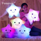 Kawaii Star Pillow Plush Toys Cute Luminous Pillow Toy Led Light Pillow Glow in Dark Plush Pillow Doll Toys for Children Kids
