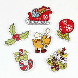 Kawaii Snowman,Santa Claus, Mixed Wooden Buttons Christmas Decor Craft DIY Scrapbooking Sewing Buttons Sewing Accessories 50pcs