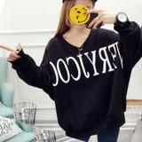 Kawaii Harajuku Long Batwing Sleeve Sweatshirt Women Jumper Autumn 2017 Oversized Hoodies Sweatshirts Femininas Plus Size Top