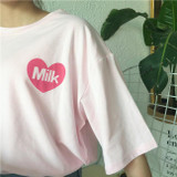Kawaii Fruit Juice Cotton T-shirt Women Tops Harajuku Japanese Fashion Kawaii Tee 2018 Hot Summer Girls T-shirts