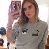 Kawaii Clothes Eyebrow Ring hoodie Embroidery Sweatshirt Women polerones Winter 2018 harajuku Loose Female Cute Hoodies C12