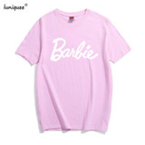 kawaii Barbie sweet College style women t-shirt 2018 summer hot sale cute t shirt 100% cotton fashion casual slim fit top tees