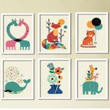 Kawaii Animal Giraffe Poster Printing Modern Nordic Cartoon Nursery Wall Art Decoration Painting Children Baby Room No Framework