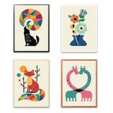 Kawaii Animal Giraffe Poster Printing Modern Nordic Cartoon Nursery Wall Art Decoration Painting Children Baby Room No Framework